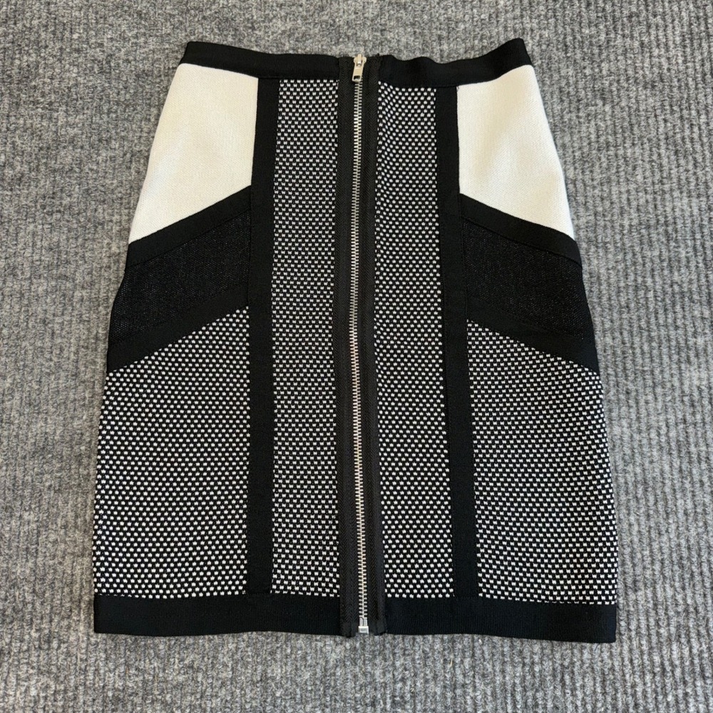 Mustard Seed Small Black White Colorblock Bandage Bodycon Pencil Skirt Chic